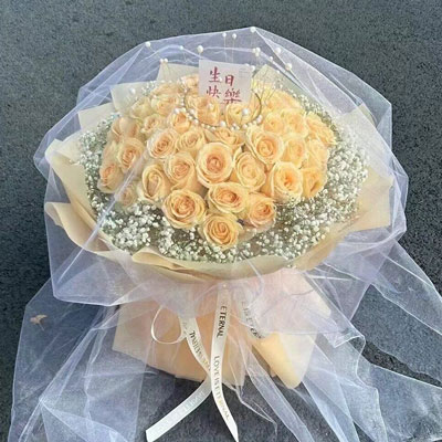 滁州52朵香槟玫瑰满天星，你就是我的全部