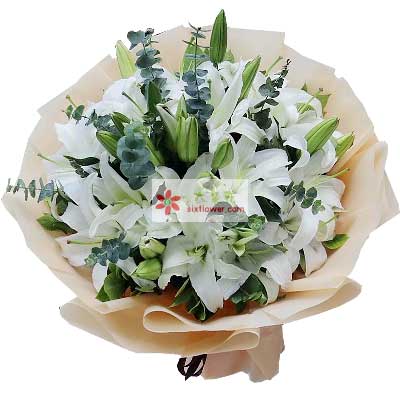 滁州9支白色多头百合，祝福你幸福